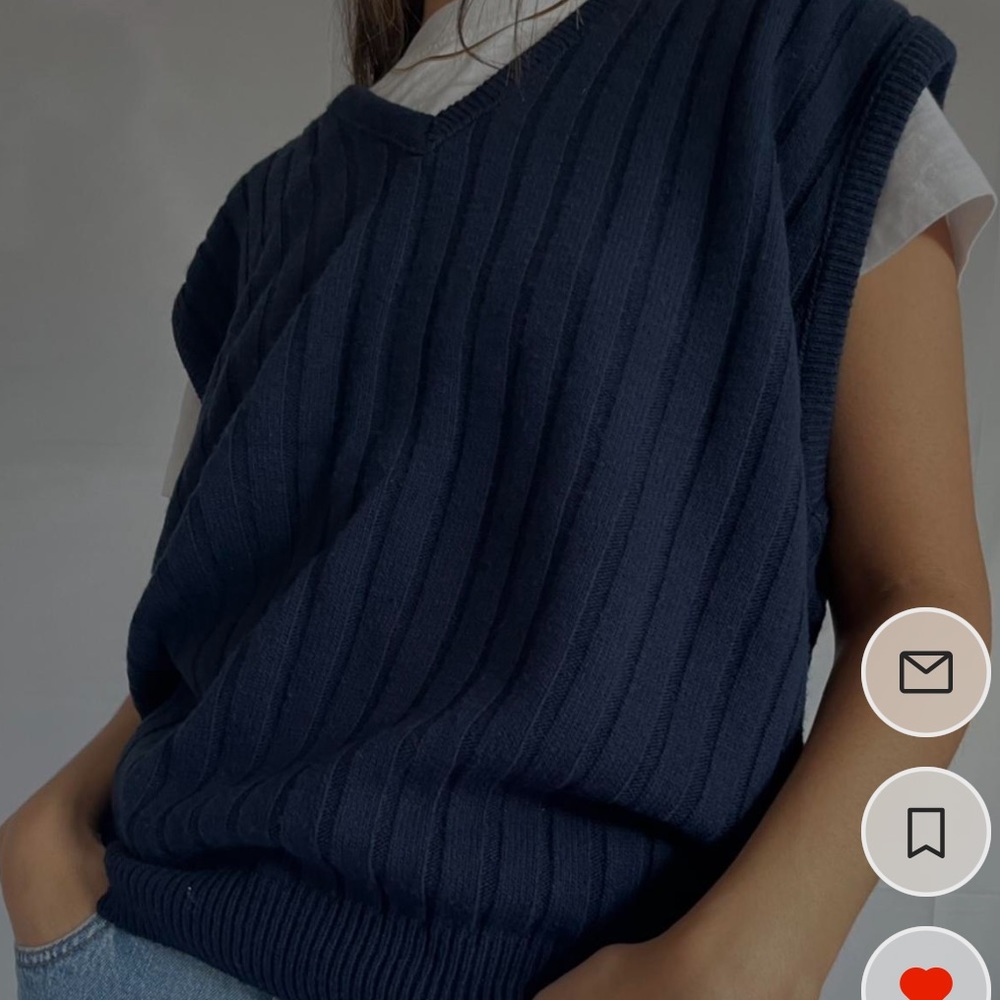 navy blue oversized knit sweater vest